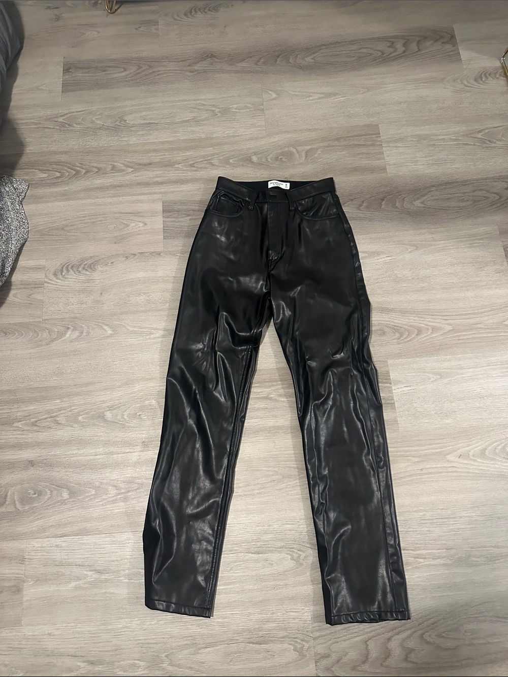 Abercrombie & Fitch Black Faux Leather Straight-Leg Jeans